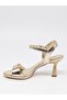 Ermod 1465 Gold Heeled Single Strap Women's Sandals - 7