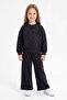 Heart Printed Crew Neck Girls' 2-Piece Set - 2