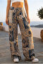 Women's Ethnic Patterned Summer Fabric Pants with Elastic Waist - 2