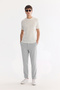 Men's Gray Elastic Waist Technical Fabric Comfort Slim Fit Trousers A61Y3209 - 5