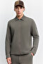 Men's Khaki Classic Collar Zippered Technical Fabric Comfort Fit Shirt Jacket A62Y2508 - 6