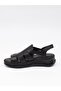 D26Ys 2345 Black Genuine Leather Women's Sandals - 7