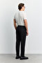 Men's Black Classic Relaxed Fit Trousers with Elastic Waist and Armur Pattern A62Y3013 - 6