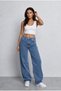 Women's Blue High Waist Wide Leg Loose Stretchy Palazzo Pants - 7