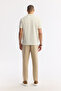 Men's Ecru Apaj Collar Jacquard Linen Blend Regular Fit T-Shirt A61Y1171 - 4
