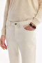 Men's Ecru Plain Washed Cotton Elastane Madrid Comfort Slim Fit Jean Trousers A61Y3508 - 5