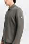 Men's Khaki Classic Collar Zippered Technical Fabric Comfort Fit Shirt Jacket A62Y2508 - 2
