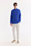 Men's Cobalt Blue Buttoned Collar 100% Linen Comfort Fit Shirt B002191 - 7