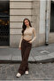 High Waist Wide Leg Brown Palazzo Jeans - 5