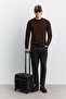 Men's Brown Crew Neck Plain Sweater B005021 - 7