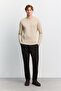 Men's Beige Crew Neck Viscose Blended Basic Knitwear Regular Fit Sweater B005021 - 6