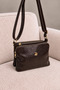 Women's Brown 3-Compartment Soft Textured Leather Shoulder and Crossbody Bag with Gold Accessories and Adjustable Strap