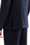 Men's Navy Blue Mono Collar Bi-Stretch Lightly Striped Blazer Comfort Slim Fit Jacket A52Y4004 - 6
