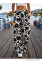 Women's Floral Patterned High Waist Summer Fabric Elastic Waist Trousers - 3