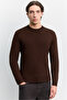 Men's Brown Crew Neck Plain Sweater B005021 - 5