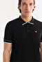 Men's Black Non-Curling Polo Collar Buttoned Bi-Stretch Interlock Regular Fit T-Shirt A61Y1075 - 3