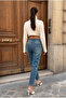 High Waist Boyfriend, Mom Fit Dark Blue Jean Pants - 3