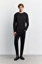 Men's Black Crew Neck Long Sleeve Basic Modal Regular Fit T-Shirt A62Y1032 - 6