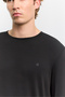 Men's Black Crew Neck Long Sleeve Basic Modal Regular Fit T-Shirt A62Y1032 - 2