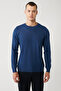 Men's Indigo Crew Neck Wool Knitwear Sweater B 005013