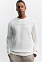 Men's Ecru Crew Neck Easy-Iron Printed Interlock Regular Fit Sweatshirt A62Y1285 - 5