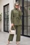 Lena Set with Watermelon Sleeves and Tie-Waist Pants -Khaki - 3