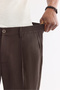 Men's Brown Side Elastic Tencel Blended Relaxed Fit Trousers A61Y3004 - 5