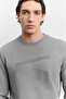 Men's Gray Crew Neck Printed Interlock Regular Fit Sweatshirt A62Y1284 - 2