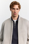 Men's Light Gray Bomber Collar Suede Textured Seasonal Comfort Fit Coat B006045 - 2