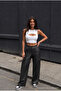 Women's Leather High Waist Wide Leg Cargo Pants with Pockets - 4
