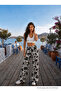 Women's Floral Patterned High Waist Summer Fabric Elastic Waist Trousers - 6