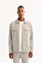 Men's Light Gray Classic Collar Cotton Comfort Fit Shirt Jacket A52Y2092