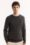 Men's Anthracite Crew Neck 100% Acrylic Textured Knitwear Regular Fit Sweater E005088 - 2