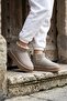 Women's Stoned Mink High Sole Ultra Mini Suede Boots with Fur Inside 4.5cm Byndum02 - 5