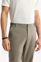 Men's Khaki Elastic Waist Bi-Stretch Technical Fabric Slim Fit Trousers A51Y3077 - 5