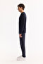 Men's Navy Blue Crew Neck 100% Acrylic Textured Knitwear Regular Fit Sweater E005088 - 3