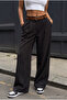 High Waist Belted Oversize Loose Elastic Waist Palazzo Trousers - 5