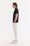 Men's Black Non-Curling Polo Collar Buttoned Bi-Stretch Interlock Regular Fit T-Shirt A61Y1075 - 4