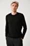 Men's Black Crew Neck Non-Pilling Knitwear Sweater E 005000