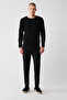 Men's Black Crew Neck Printed Rayon Knitwear Sweater A32Y5033 - 6