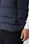Men's Navy Blue Goose down Water Repellent and Windproof Hooded Vest A32Y6504 - 6