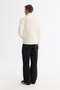 Men's Ecru Stand Collar Cotton Zippered Fleece Regular Fit Sweatshirt A42Y1311 - 4