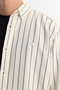 Men's White Bottom Britted Collar Striped Rayon Shirt A42Y2051 - 3