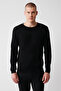 Men's Black Crew Neck Printed Rayon Knitwear Sweater A32Y5033 - 5
