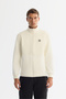 Men's Ecru Stand Collar Cotton Zippered Fleece Regular Fit Sweatshirt A42Y1311