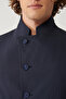 Men's Navy Blue Stand Collar Pocketed Unlined Lightweight Blazer Comfort Slim Fit Jacket A41Y4028 - 5