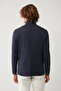 Men's Navy Blue Stand Collar Pocketed Unlined Lightweight Blazer Comfort Slim Fit Jacket A41Y4028 - 4