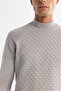Men's Gray Half-High Collar Soft Touch Knitwear Regular Fit Sweater A42Y5023 - 2