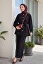 Lena Set with Watermelon Sleeves and Tie-Waist Pants - Black - 5
