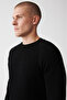 Men's Black Crew Neck Raglan Sleeve Knitwear Sweater A32Y5155 - 2